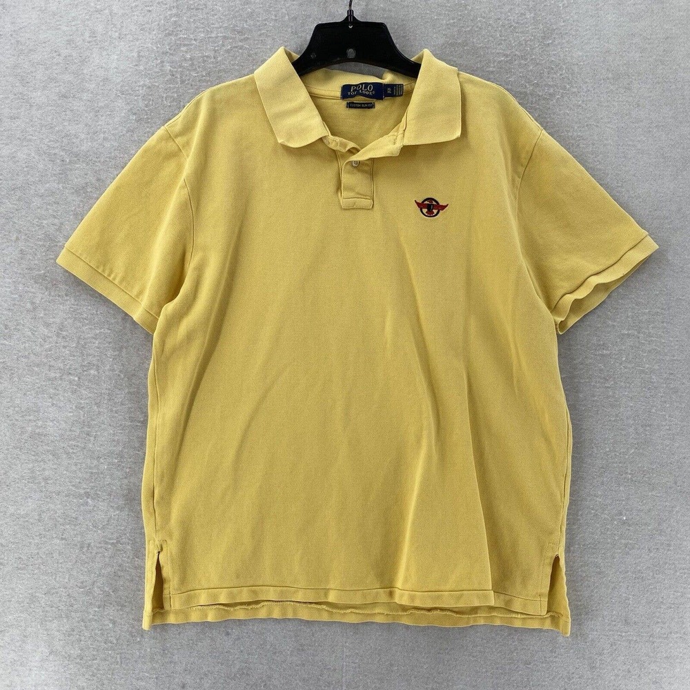 Polo Top Look Polo Shirt Mens XL Short Sleeve Thunderbird Logo‎ Custom Slim Fit